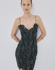 EMERALD MAXI DRESS IN MIDNIGHT AND BLACK LACE