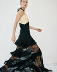 AURALITE MAXI DRESS IN BLACK AND SOFT YELLOW