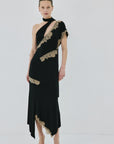 FENELLA MIDI DRESS IN BLACK SPANDEX