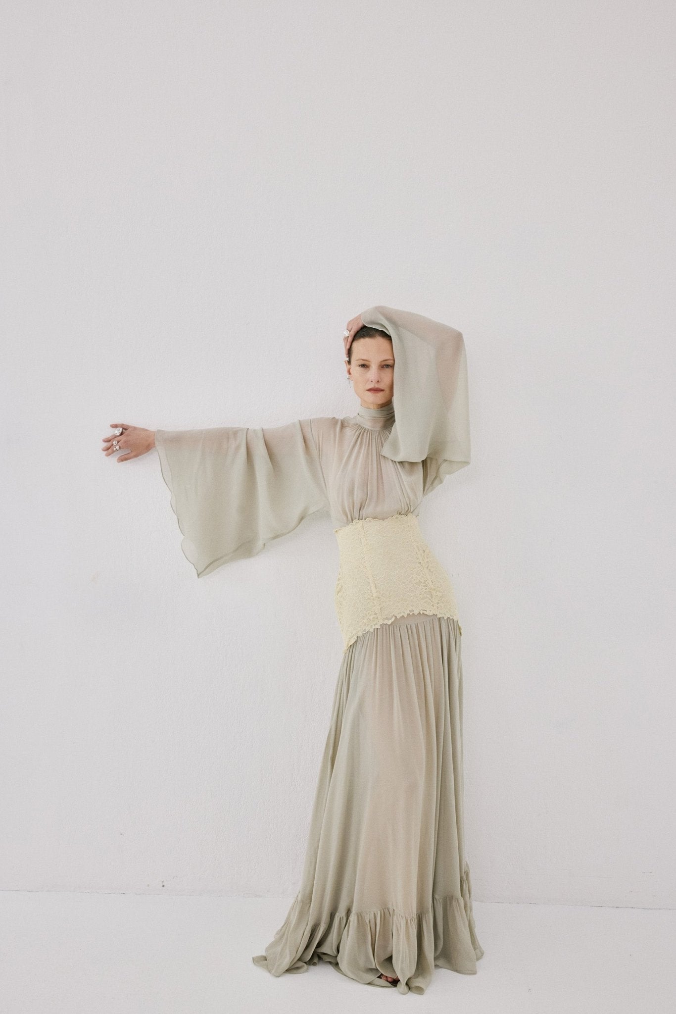 WILLOW MAXI DRESS IN STONE BEIGE AND SOFT YELLOW