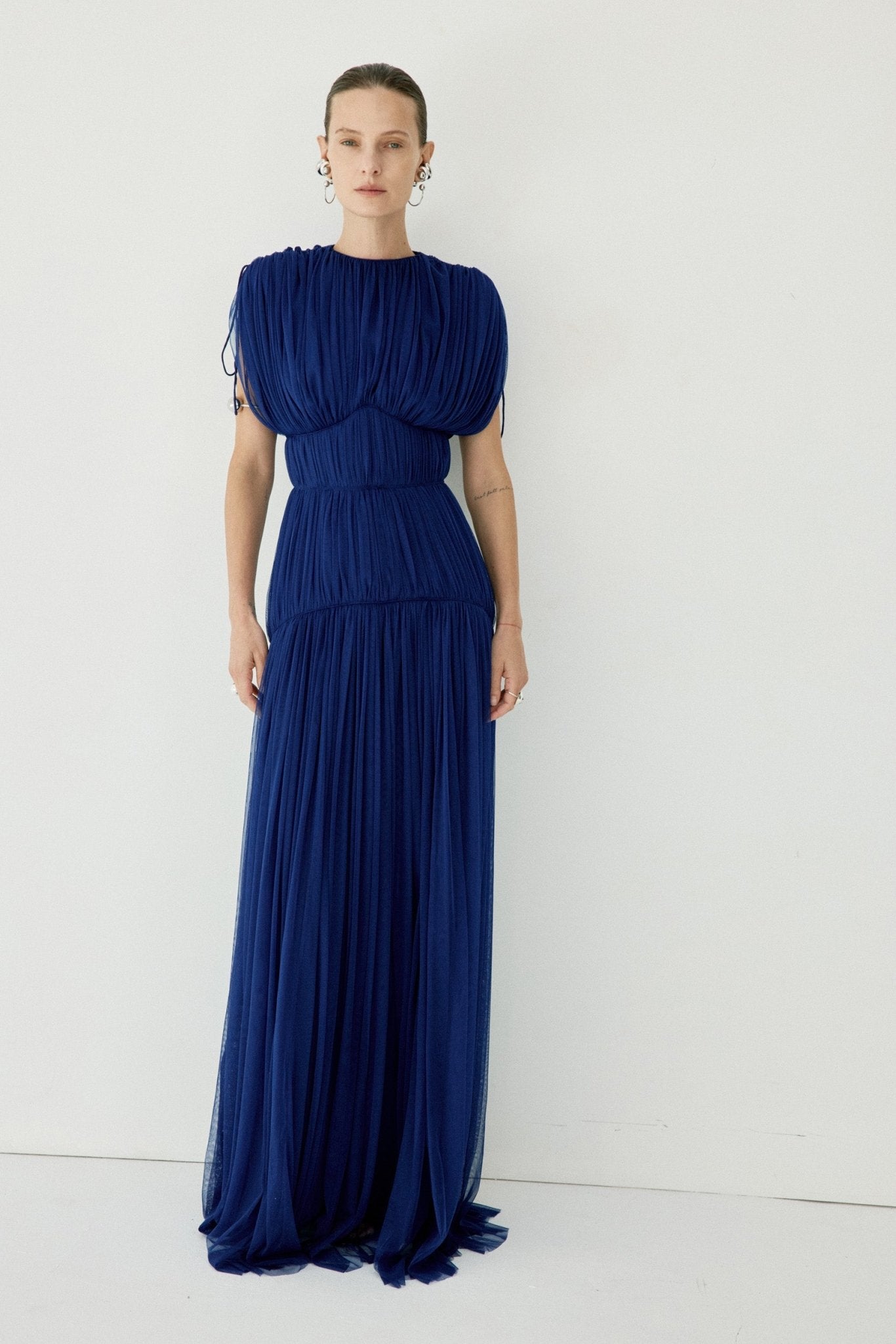 NYMERA MAXI DRESS IN DEEP BLUE TULLE