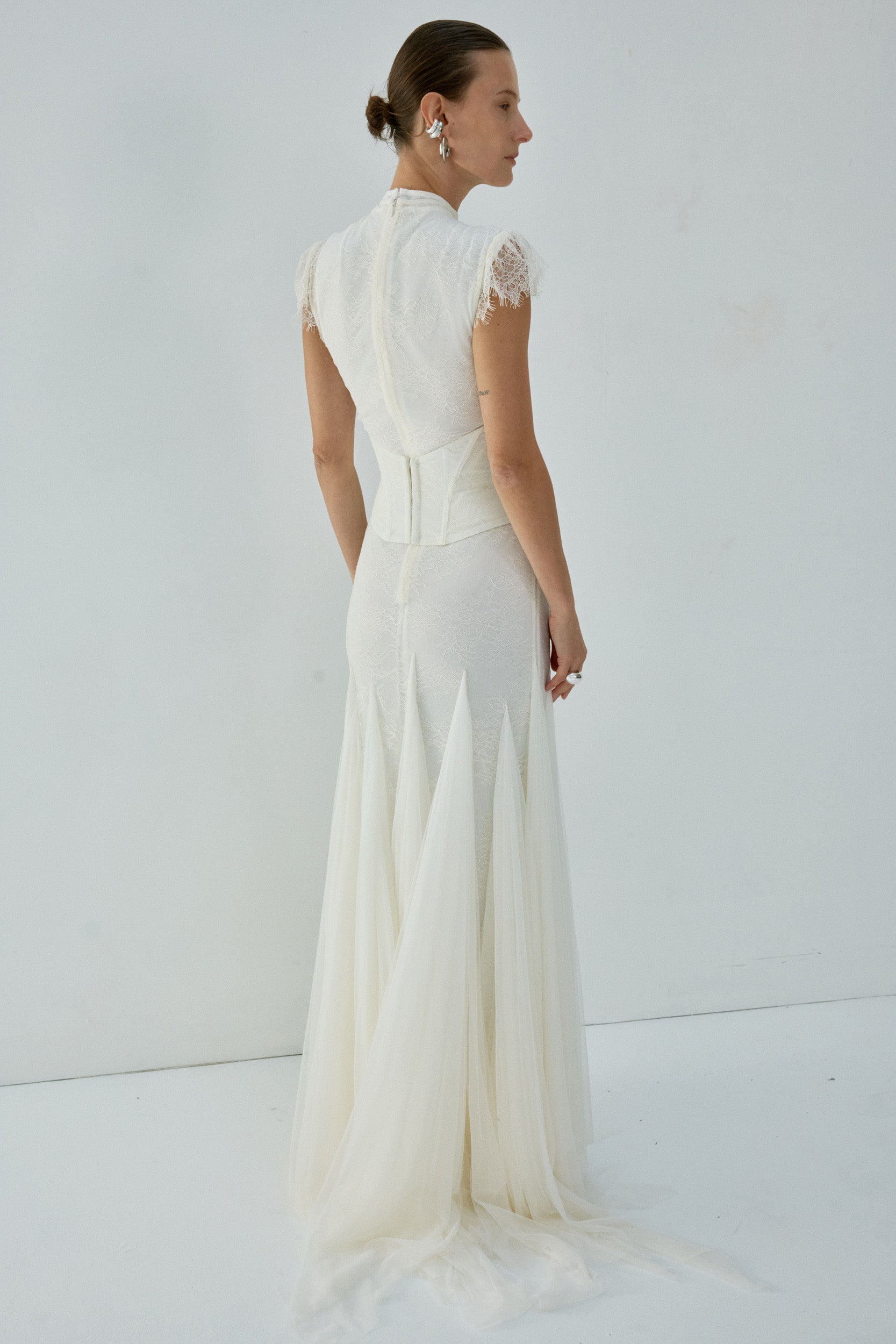 ZEPHYRA MAXI DRESS IN IVORY FINE LACE
