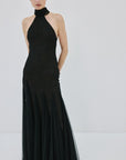 ELOWEN MAXI DRESS IN BLACK FINE LACE