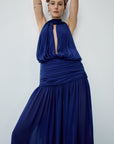 CRUZ MAXI DRESS IN DEEP BLUE CHIFFON