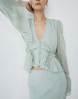 SYBIL TOP IN SAGE GREEN - De La Vali