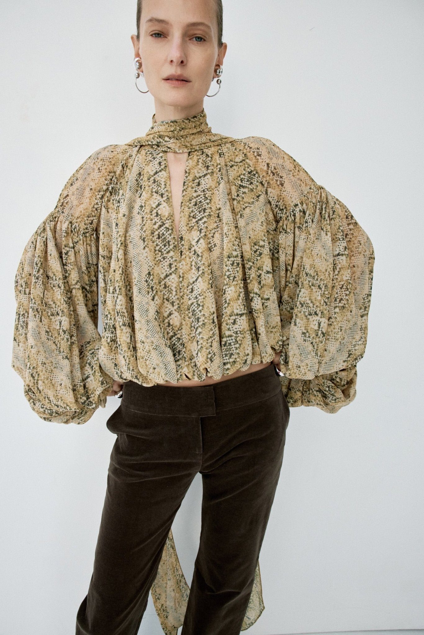SOLANA TOP IN SERPIENTE YELLOW CHIFFON