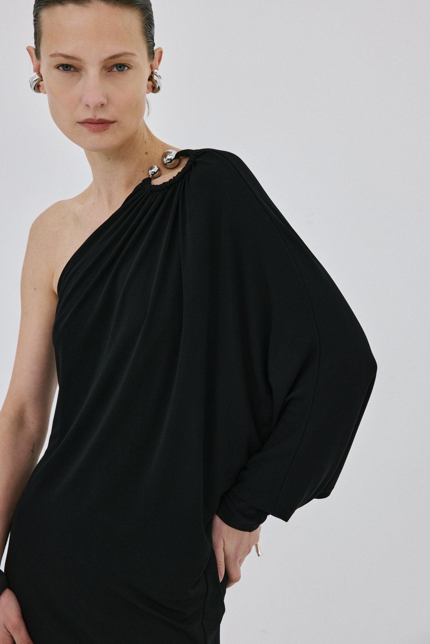 LUMEN MAXI DRESS IN BLACK MATT