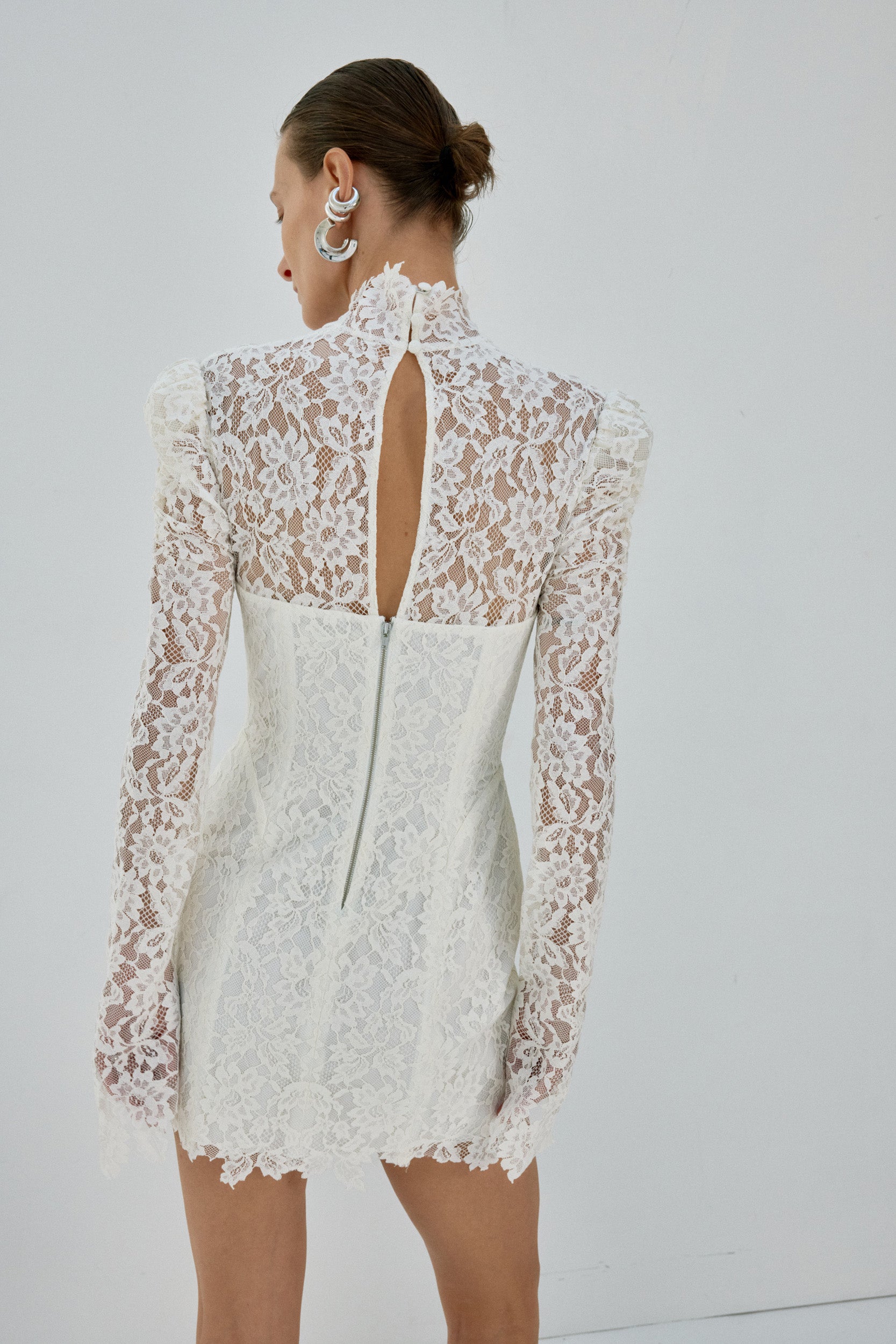 VIRESCO MINI DRESS IN IVORY LACE
