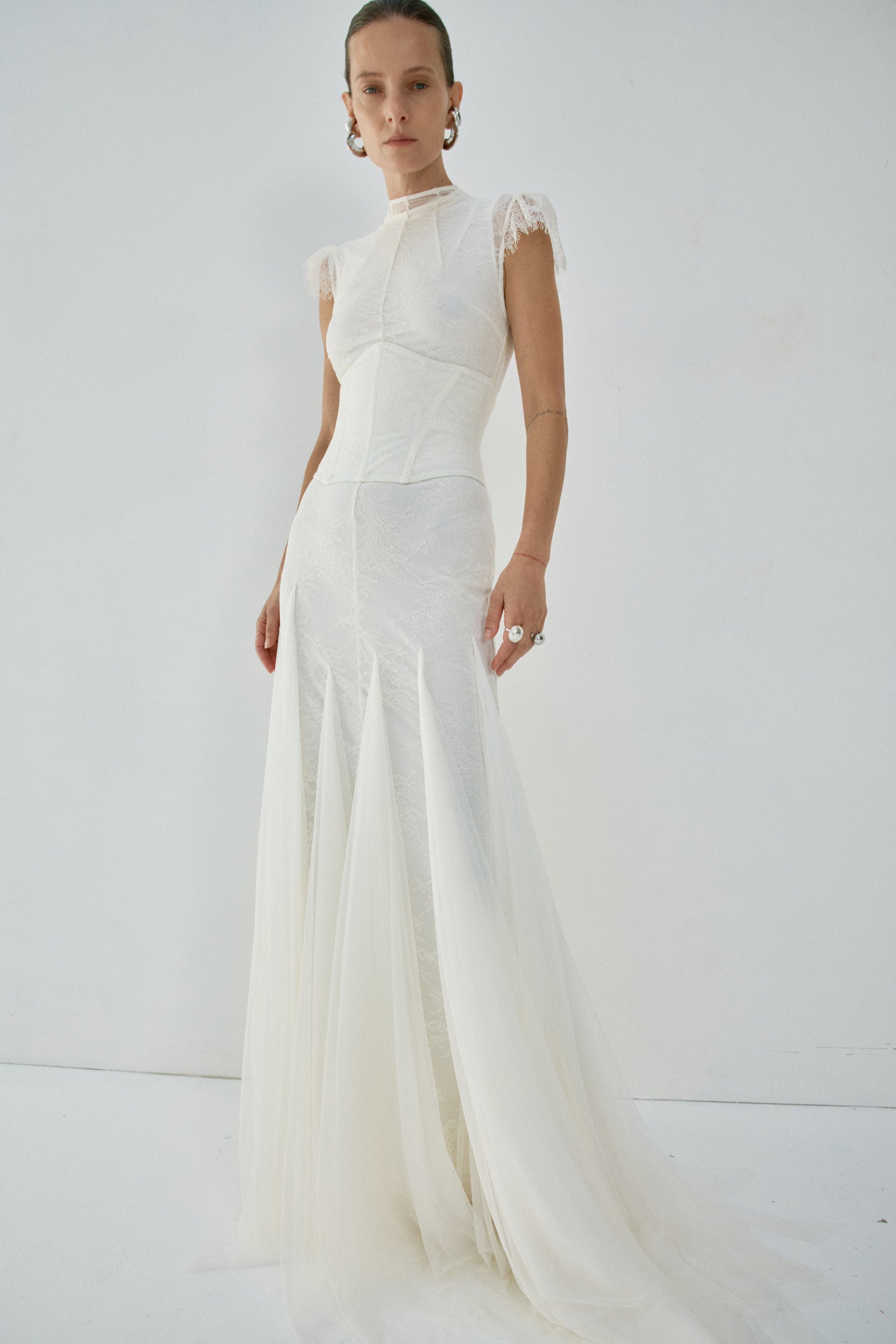 ZEPHYRA MAXI DRESS IN IVORY FINE LACE