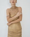 APATITE MINI DRESS IN TRUFFLE BROWN FINE LACE