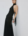 ELOWEN MAXI DRESS IN BLACK FINE LACE