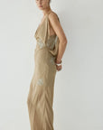 EMERALD MAXI DRESS IN TRUFFLE BROWN LACE