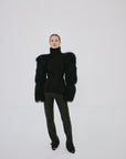 LUNETH JACKET IN BLACK MONGOLIAN FUR & SUEDE