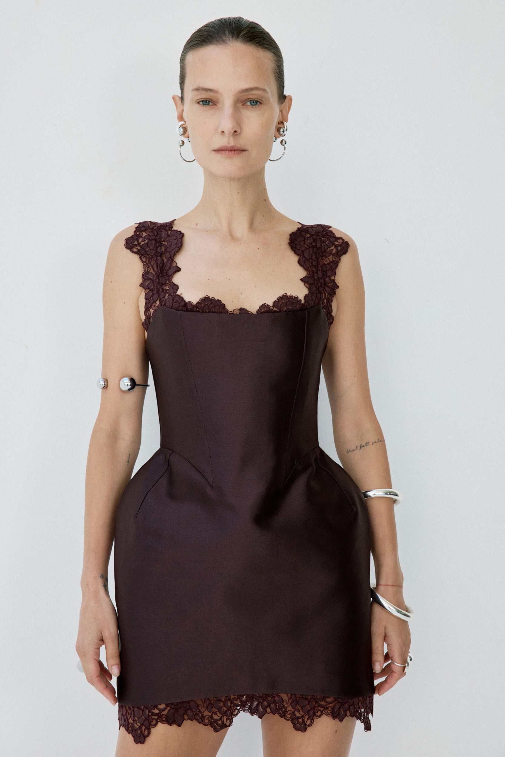 MORTA MINI DRESS IN PLUM TWILL