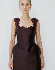 MORTA MINI DRESS IN PLUM TWILL