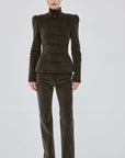 VEGA JACKET IN CHOCOLATE BROWN COTTON VELVET
