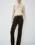 SABLE TROUSERS IN CHOCOLATE BROWN COTTON VELVET