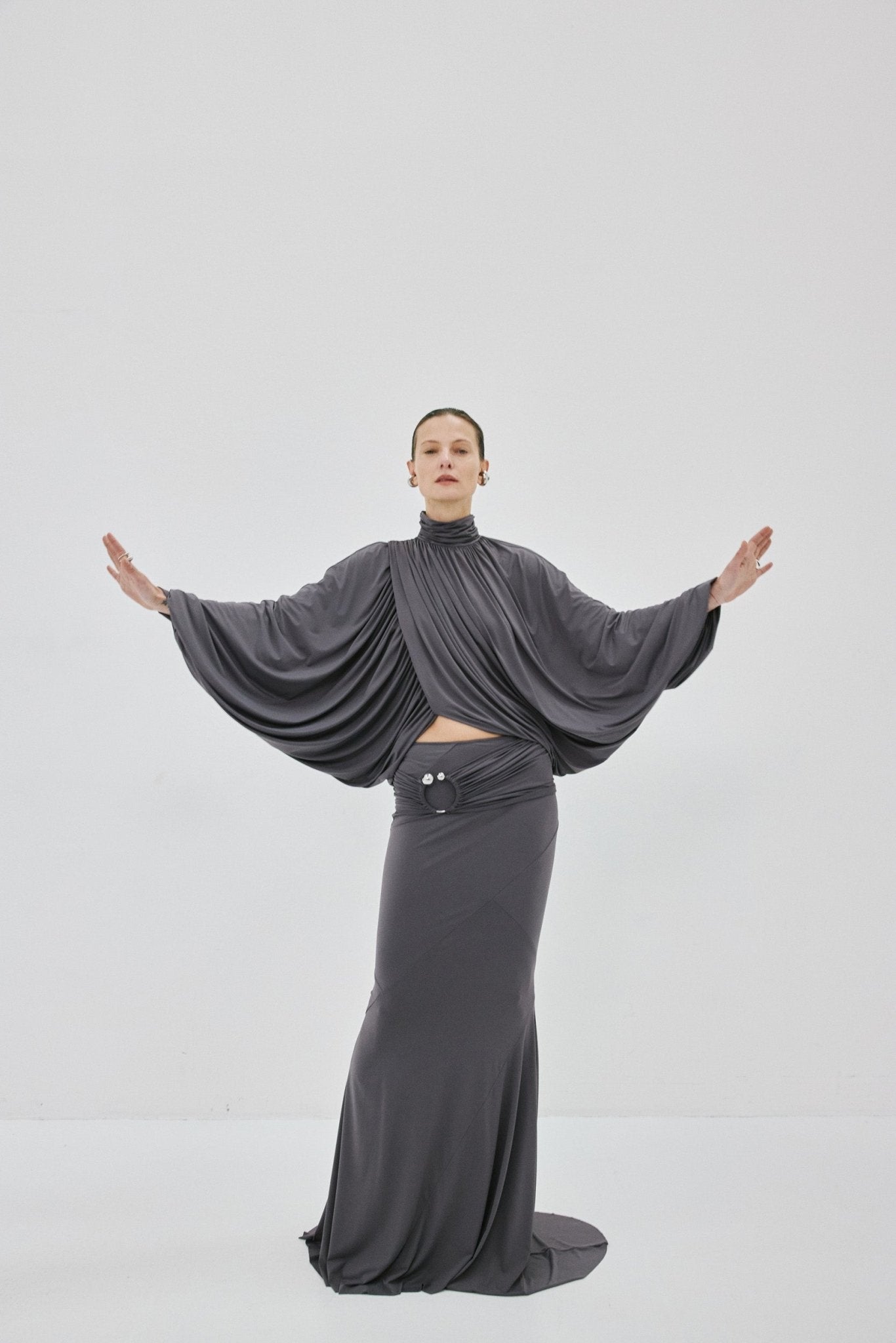 FLORO TOP IN INKY GREY SPANDEX