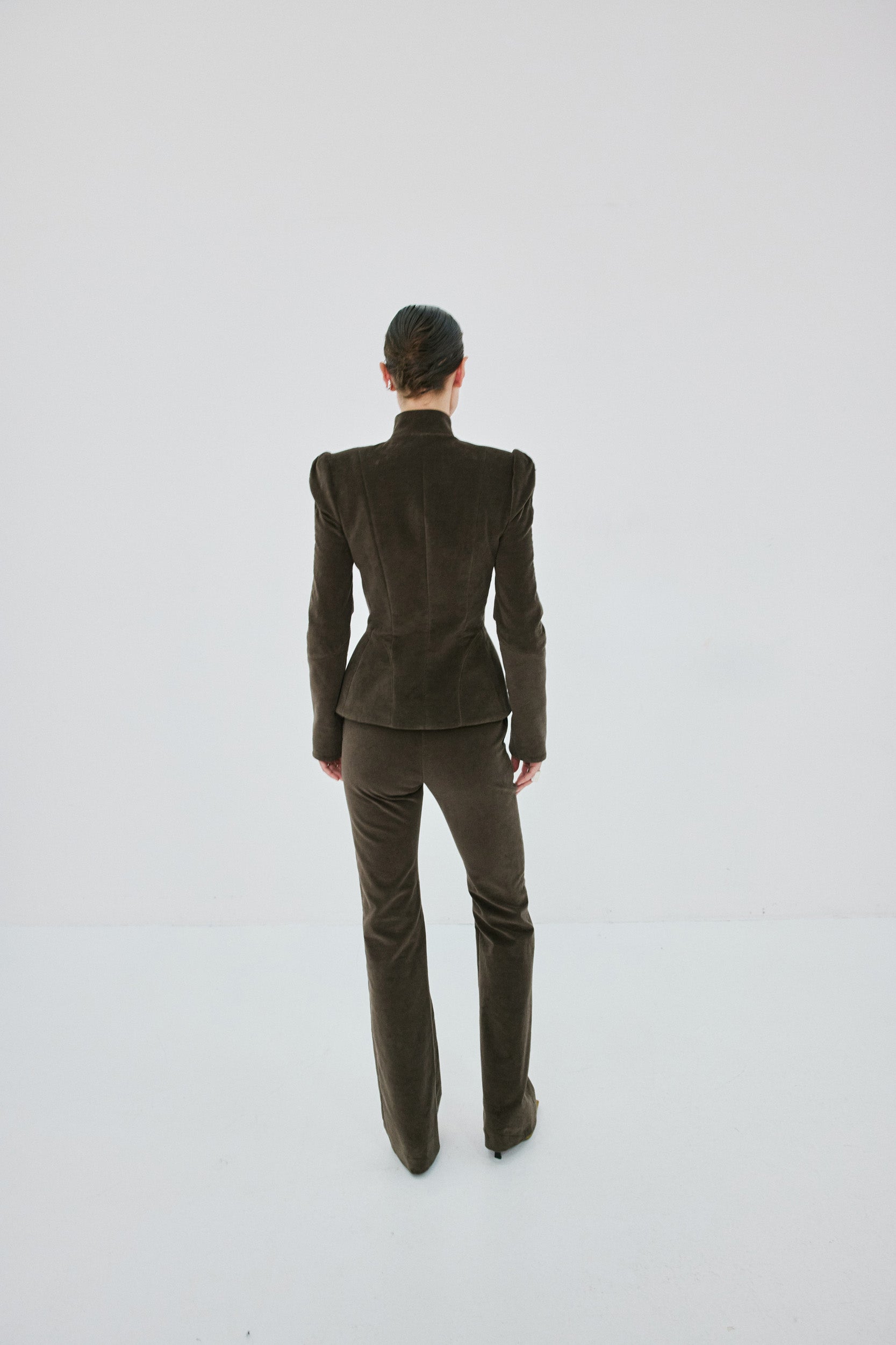 VEGA JACKET IN CHOCOLATE BROWN COTTON VELVET
