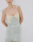 AURALITE MAXI DRESS IN SAGE GREEN AND SOFT YELLOW