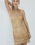 APATITE MINI DRESS IN TRUFFLE BROWN FINE LACE