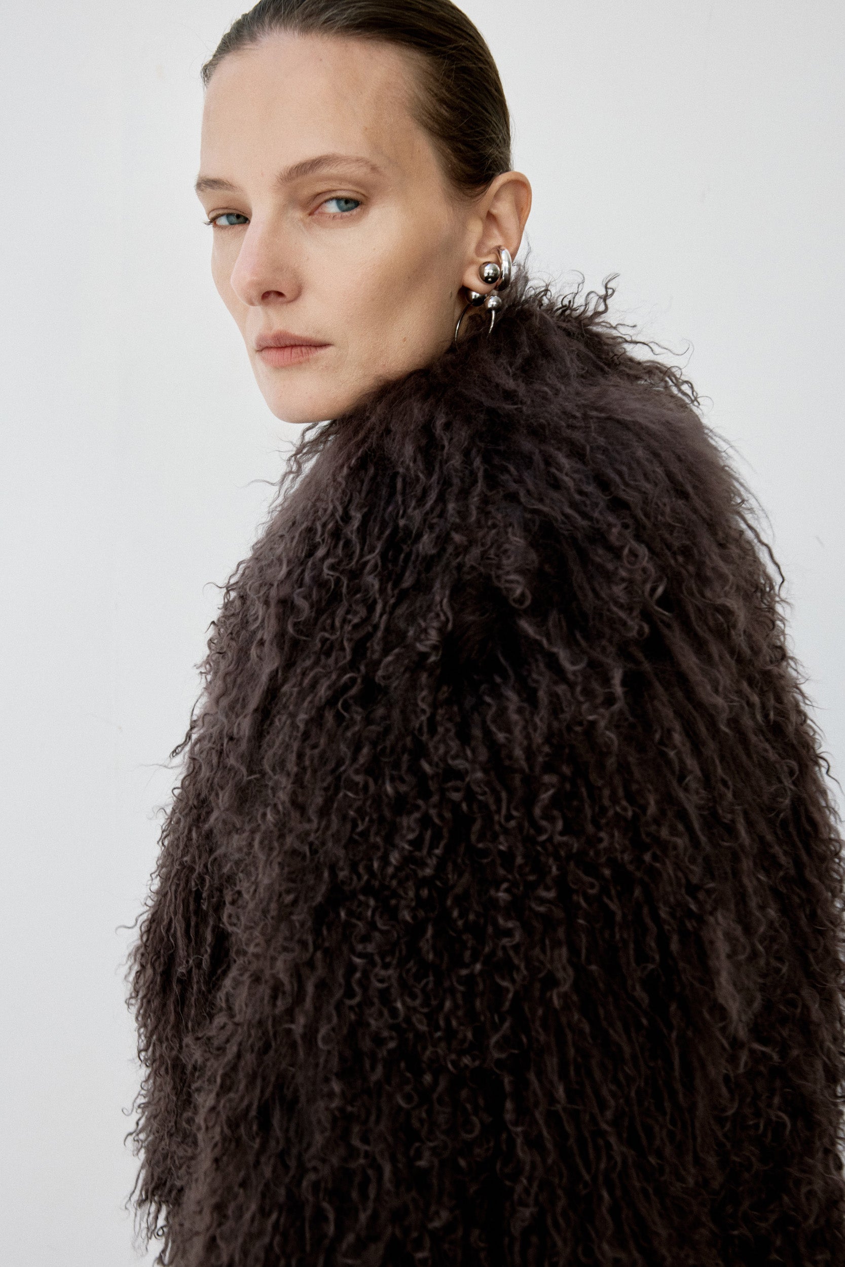 VESPERA JACKET IN CHOCOLATE BROWN MONGOLIAN FUR
