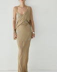 EMERALD MAXI DRESS IN TRUFFLE BROWN LACE