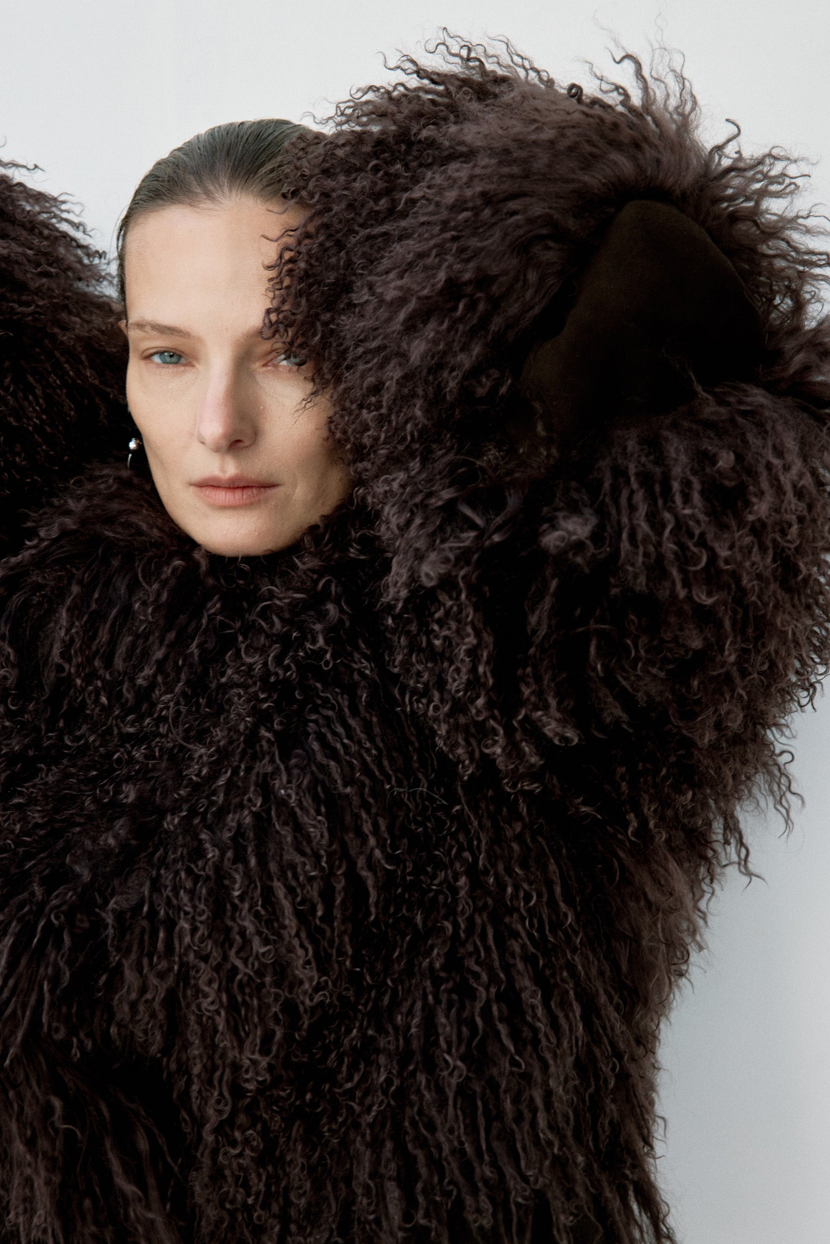 VESPERA JACKET IN CHOCOLATE BROWN MONGOLIAN FUR