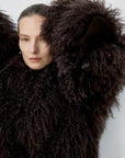VESPERA JACKET IN CHOCOLATE BROWN MONGOLIAN FUR