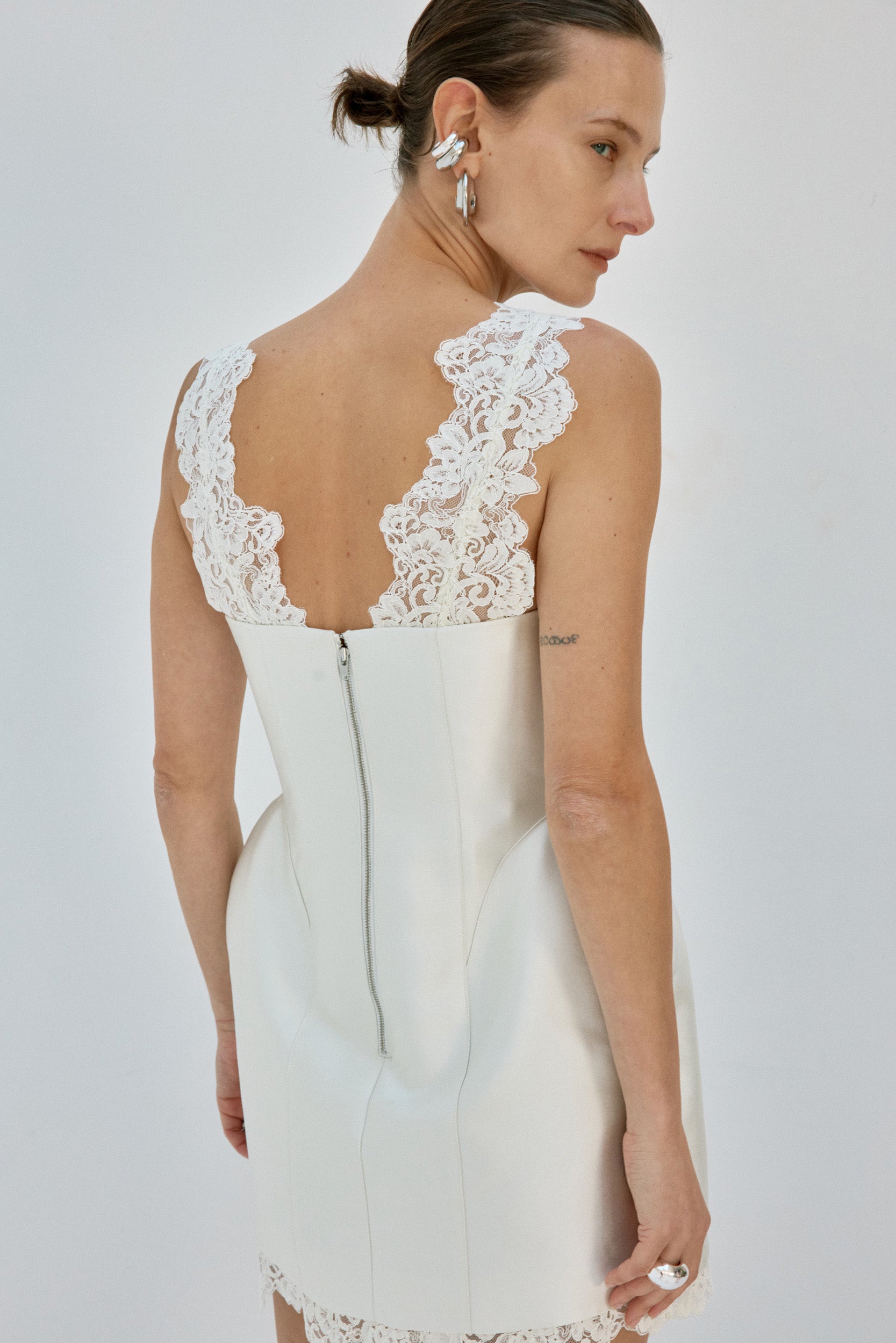 MORTA MINI DRESS IN IVORY TWILL - De La Vali
