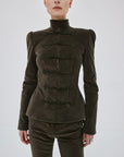 VEGA JACKET IN CHOCOLATE BROWN COTTON VELVET