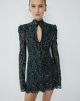 GALENA MINI DRESS IN BLACK METALLIC LACE