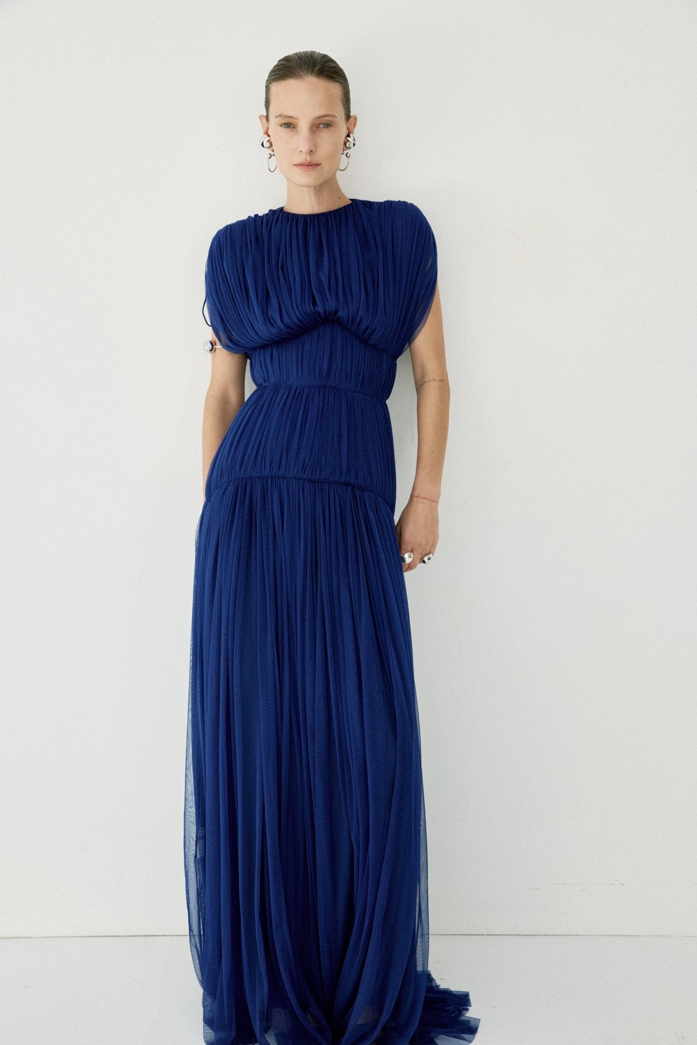 NYMERA MAXI DRESS IN DEEP BLUE TULLE