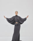 MIRALYS MAXI SKIRT IN INKY GREY SPANDEX