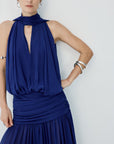CRUZ MAXI DRESS IN DEEP BLUE CHIFFON