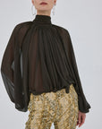 SABLE TROUSERS IN SERPIENTE YELLOW COTTON VELVET