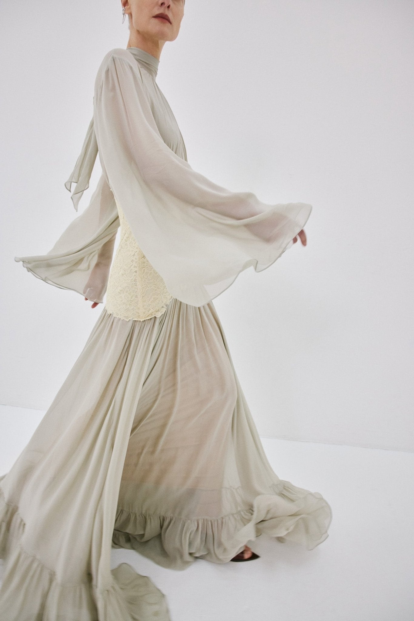 WILLOW MAXI DRESS IN STONE BEIGE AND SOFT YELLOW