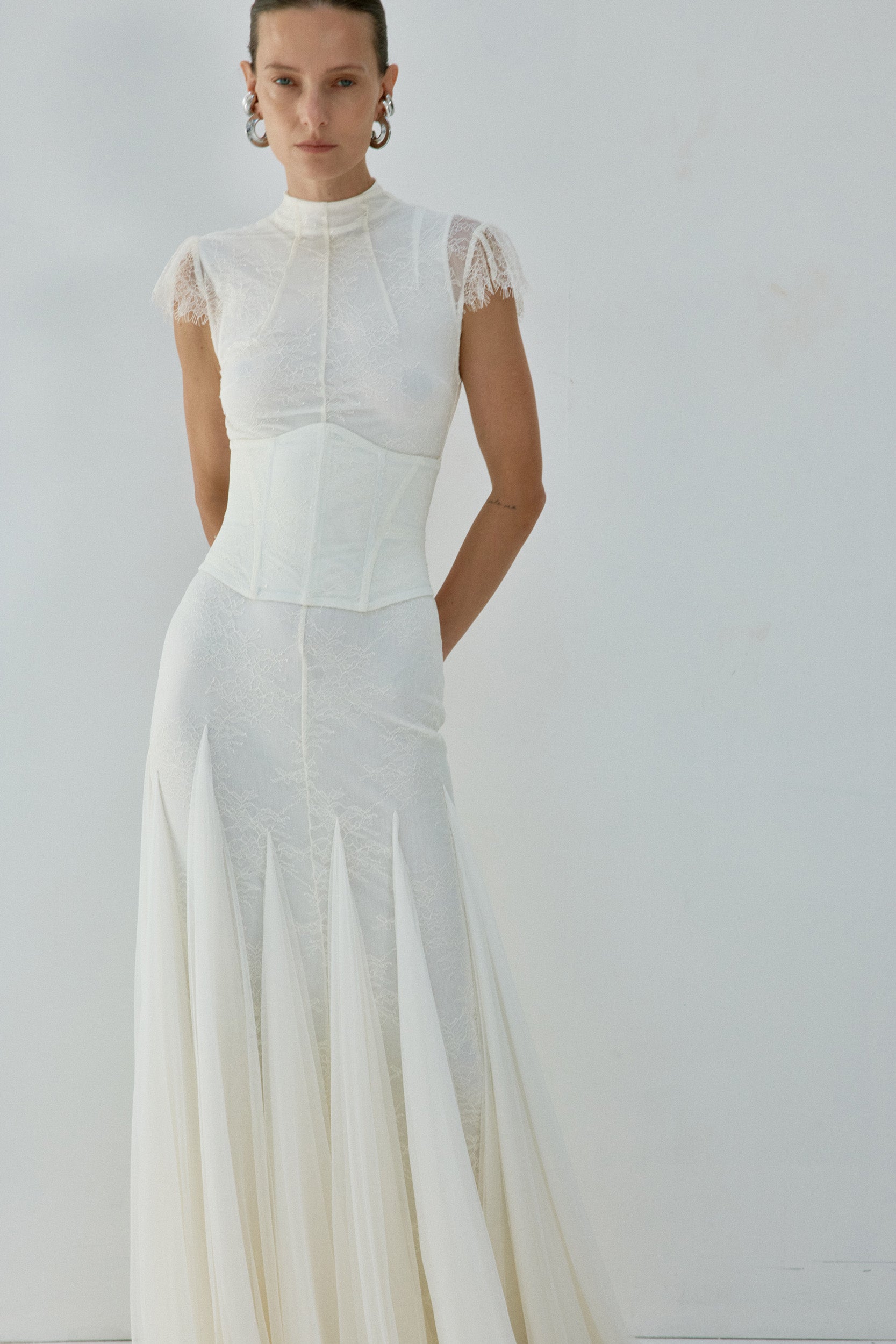 ZEPHYRA MAXI DRESS IN IVORY FINE LACE