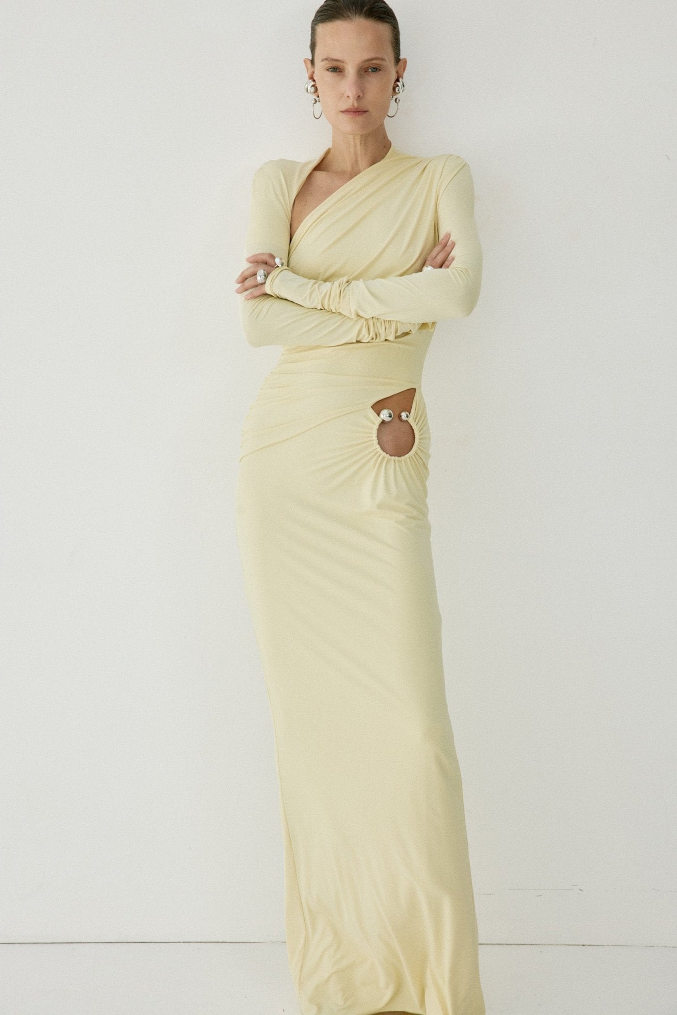JADE MAXI DRESS IN BUTTERCREAM SPANDEX