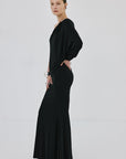 LUMEN MAXI DRESS IN BLACK MATT