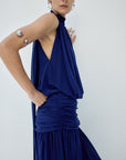 CRUZ MAXI DRESS IN DEEP BLUE CHIFFON