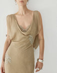 EMERALD MAXI DRESS IN TRUFFLE BROWN LACE