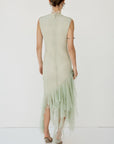MORWEN MIDI DRESS IN STONE BEIGE & SAGE GREEN FINE LACE