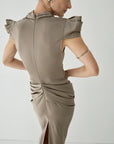 COSIMA MAXI DRESS IN TRUFFLE BROWN SATIN