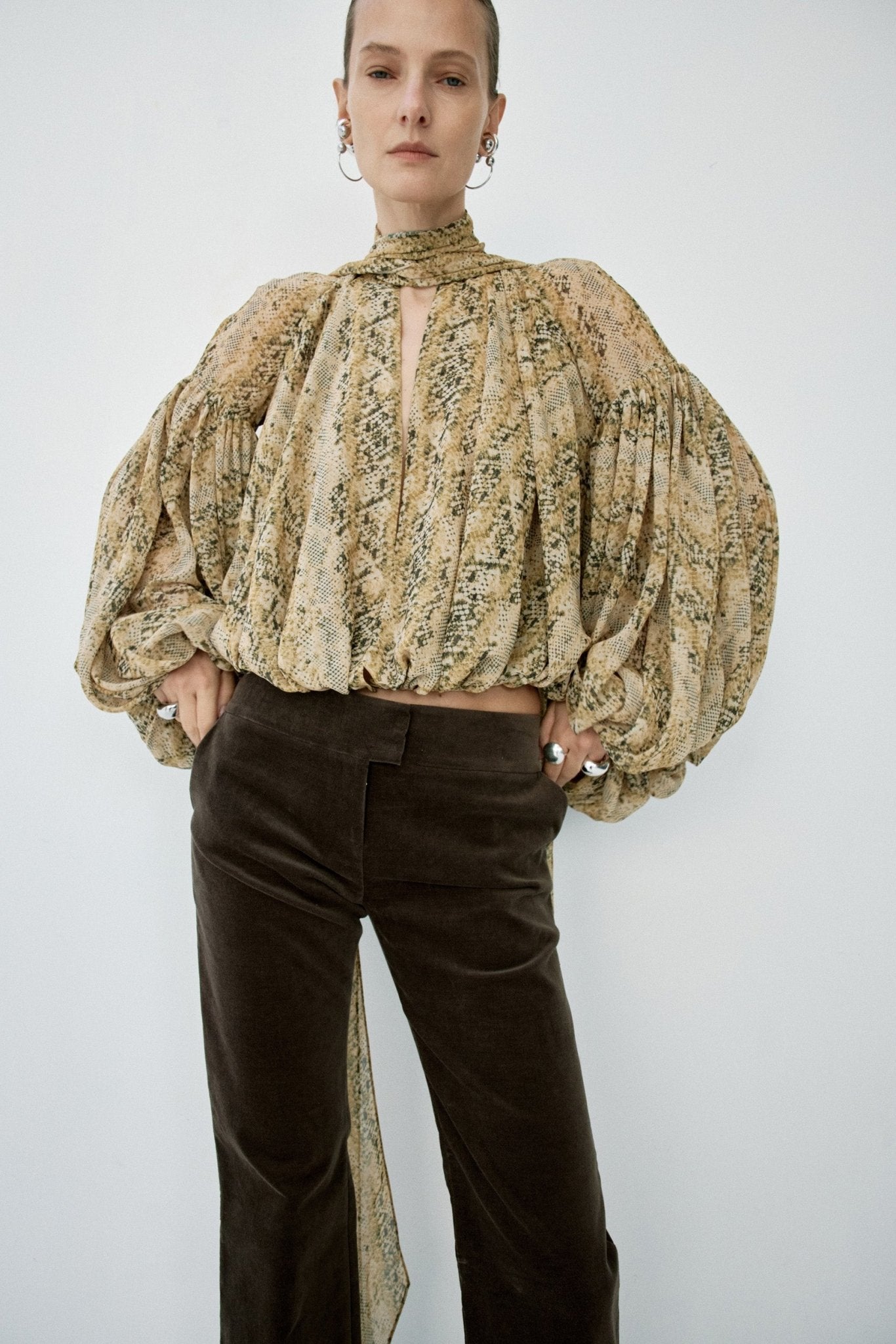 SOLANA TOP IN SERPIENTE YELLOW CHIFFON