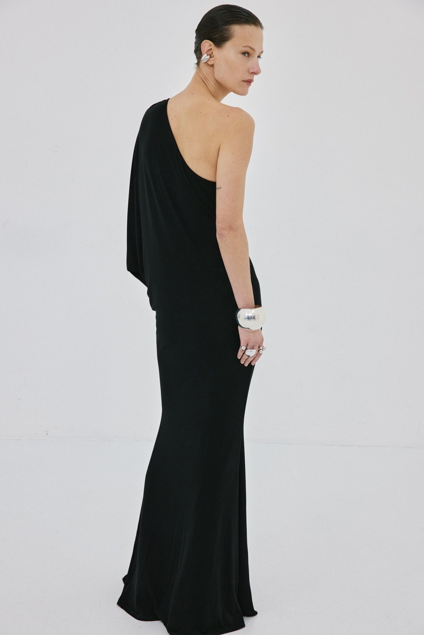LUMEN MAXI DRESS IN BLACK MATT