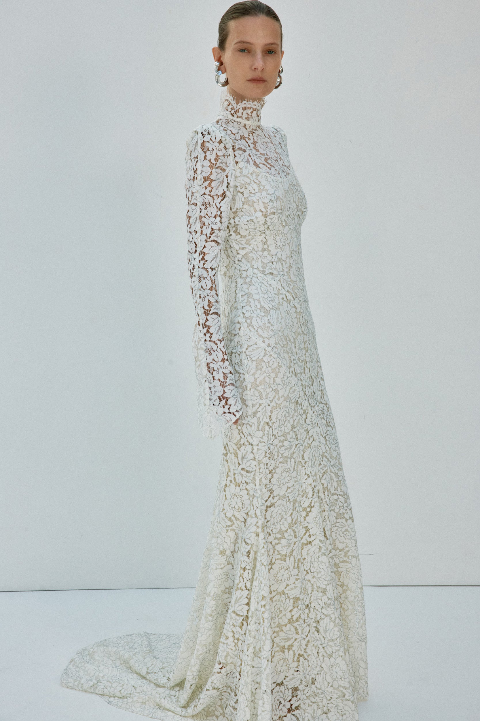 VOTIVA MAXI DRESS IN IVORY METALLIC LACE
