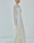 VOTIVA MAXI DRESS IN IVORY METALLIC LACE