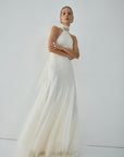 ELOWEN MAXI DRESS IN IVORY FINE LACE - De La Vali