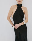 ELOWEN MAXI DRESS IN BLACK FINE LACE
